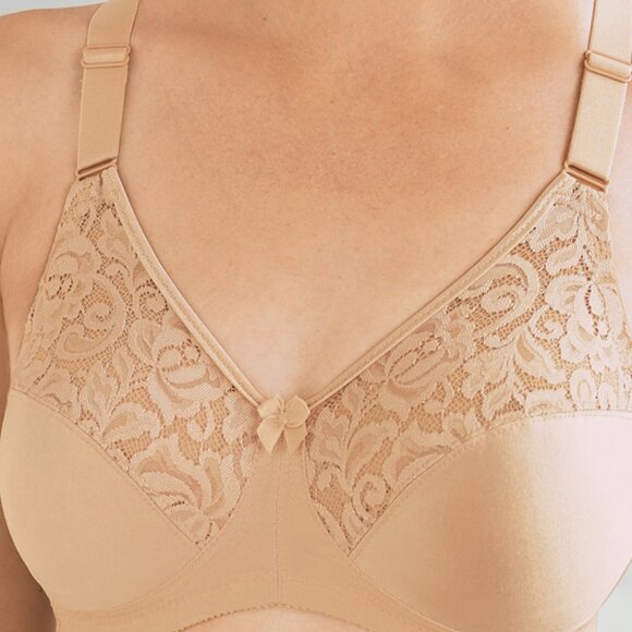 Glamorise 2-N-1 CONVERTIBLE 48B 48C T-Back Racerback Bra Stretch-Lace Nude NEW - Picture 10 of 16